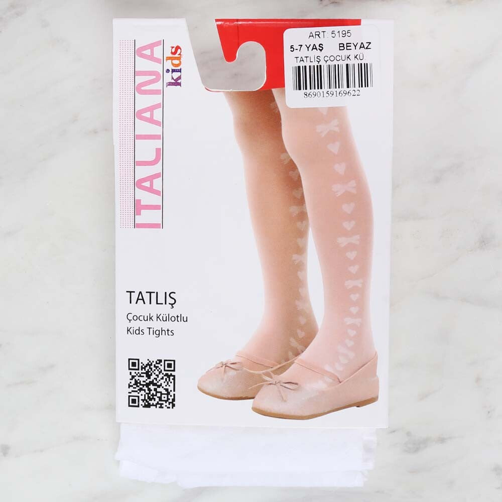 İtaliana 5195 Tatliş Çocuk Külotlu Çorap, Beyaz 5/7 Yaş